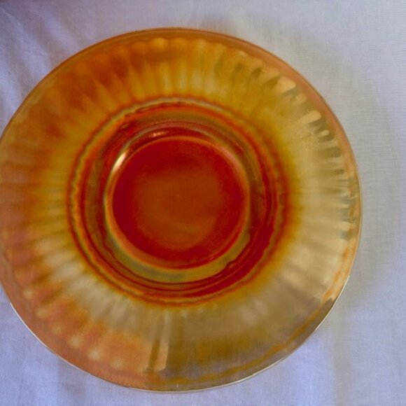 Vintage Imperial Glass Marigold Carnival Glass Plate – Iridescent Orange Gold Ra - Picture 2 of 5